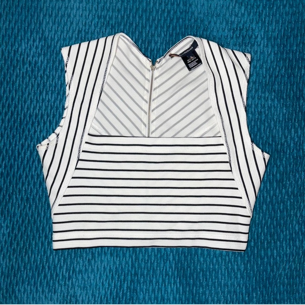 Striped Black and White Women's Crop Top